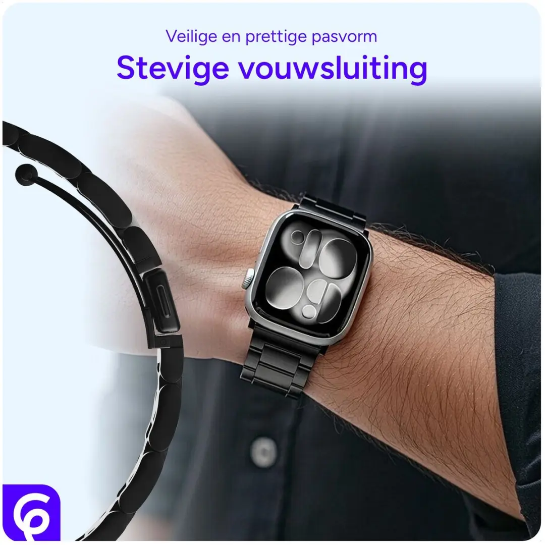 SBG RVS Schakelbandje Apple Watch - 38/40/41/42mm - Zwart