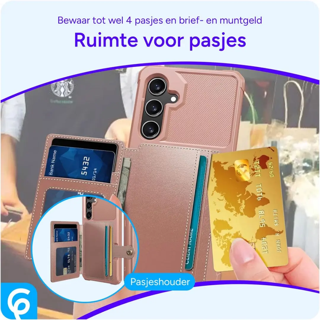 Selected Portemonnee Hoesje Samsung Galaxy S24 FE - Roze - 4 Pasjes