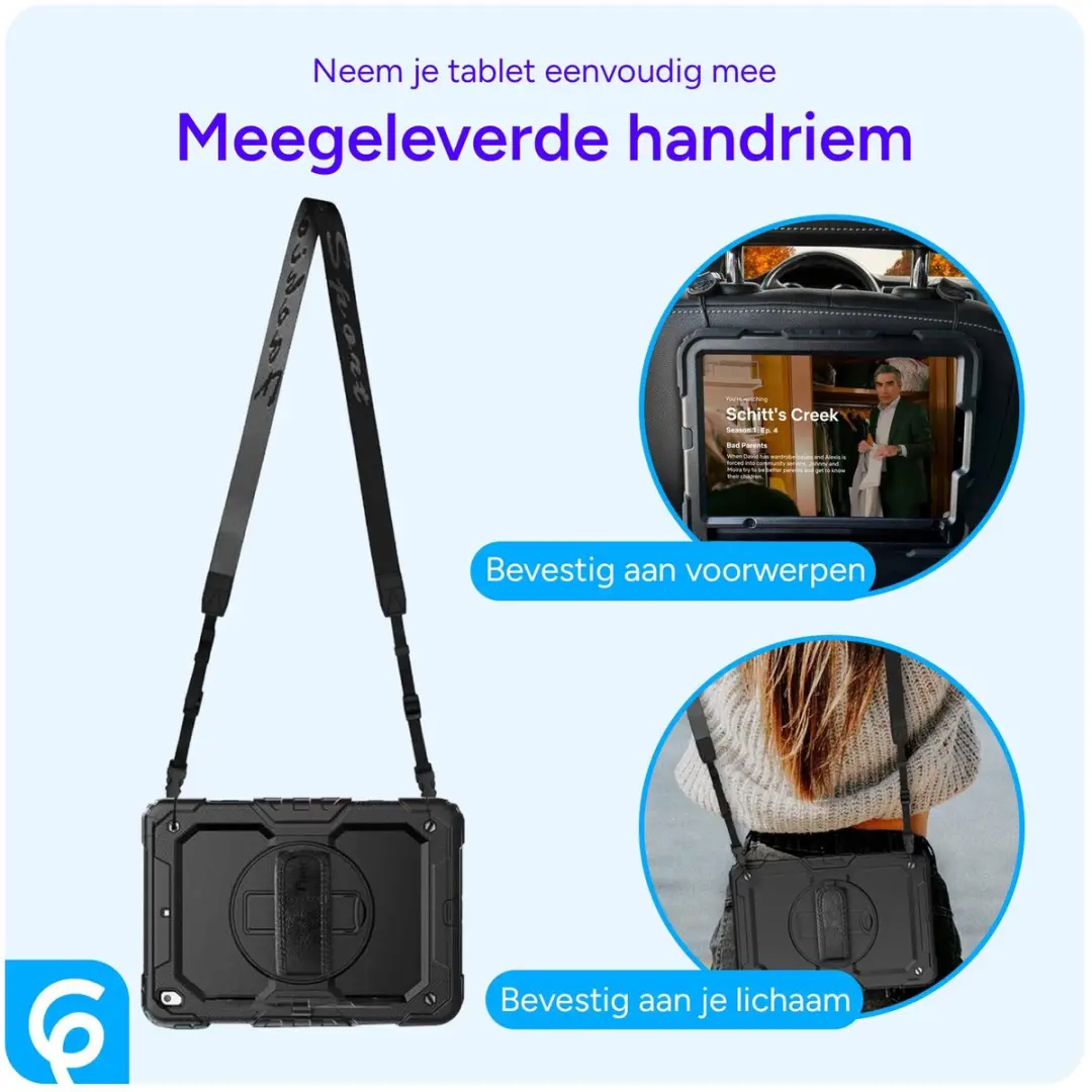 Selected Apple iPad 10.2 Hoes met Screenprotector Roze - 360° Handriem