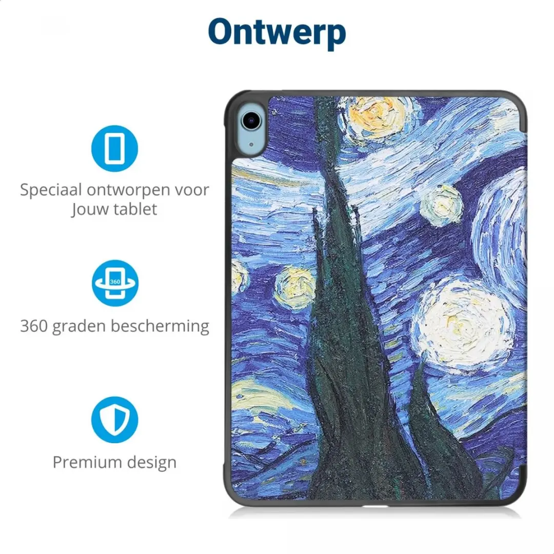 Selected by GSMpunt.nl Tablethoes Apple iPad 11/10.9 - Tri-Fold Kunstleder - Sterrennacht Blauw