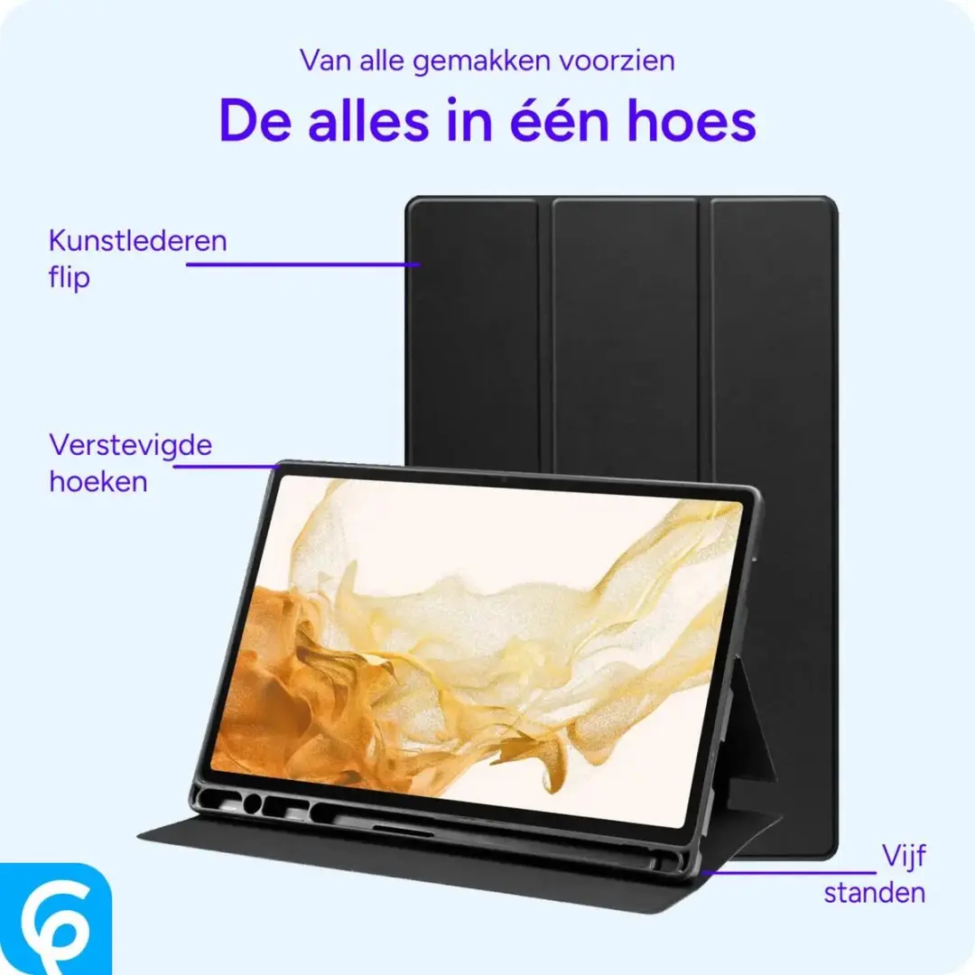 Selected Tablet Hoes Samsung Galaxy Tab S7/S8 Tri-Fold Book Case - 11 Inch - Zwart