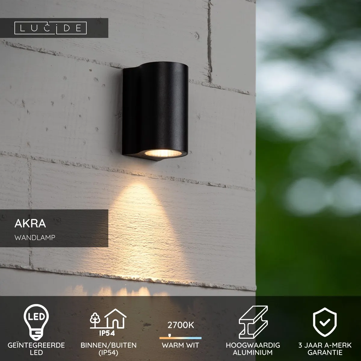 Lucide AKRA Wandlamp LED 6W 2700K - Zwart