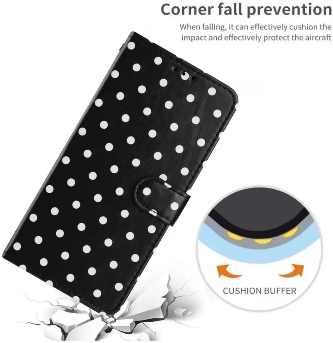 Selected Hoesje iPhone 17 Pro Max Polka Dot Wallet Book - 3 Pasjes - Zwart