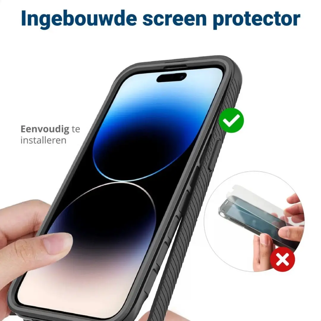 Selected by GSMpunt.nl iPhone 15 Pro Hoesje met Ingebouwde Screenprotector - Zwart