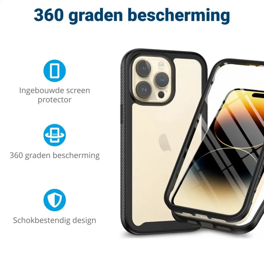 Selected by GSMpunt.nl iPhone 15 Pro Hoesje met Ingebouwde Screenprotector - Zwart