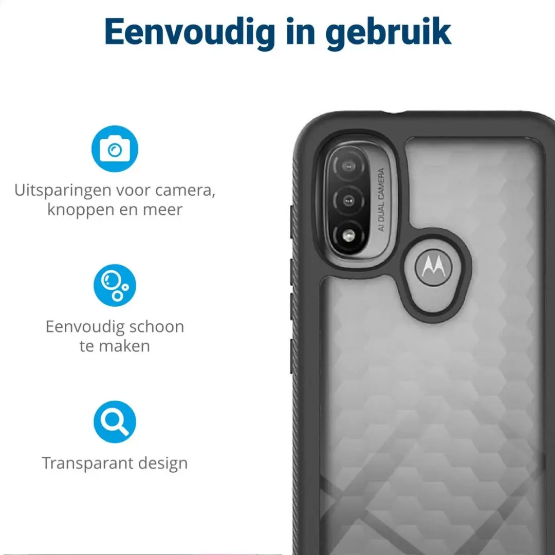 Motorola Moto E20 Hoesje - Full Protect - Zwart/Transparant