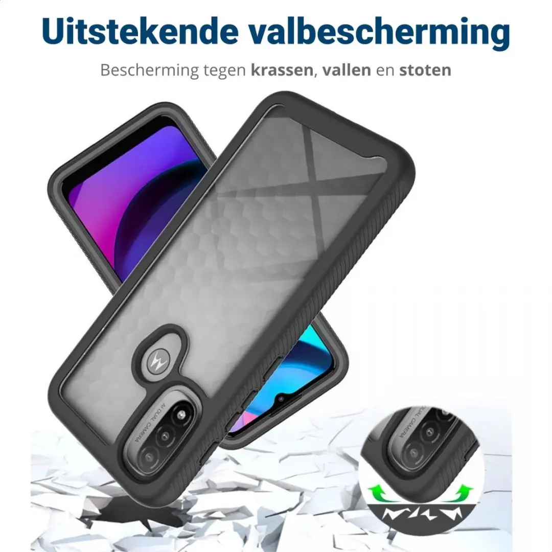 Motorola Moto E20 Hoesje - Full Protect - Zwart/Transparant