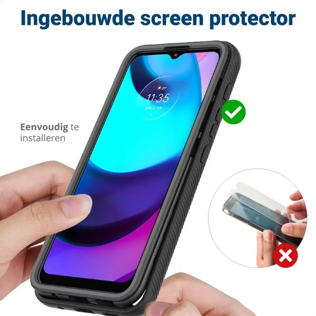 Motorola Moto E20 Hoesje - Full Protect - Zwart/Transparant