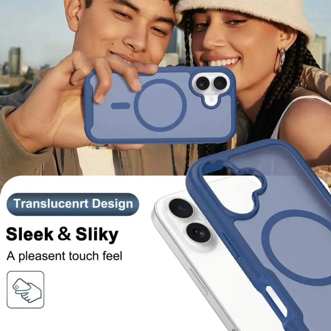 Selected by GSMpunt.nl iPhone 17 Hoesje Matte Blauw - Ingebouwde Screenprotector