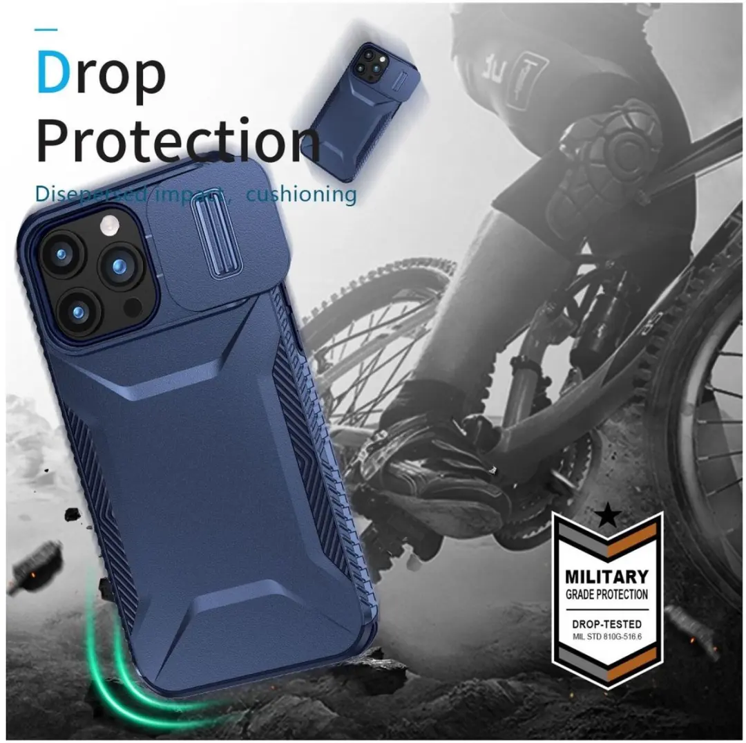 Selected Hoesje iPhone 15 Pro Blauw - Camera Slider