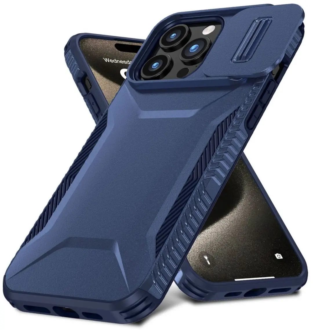 Selected Hoesje iPhone 15 Pro Blauw - Camera Slider