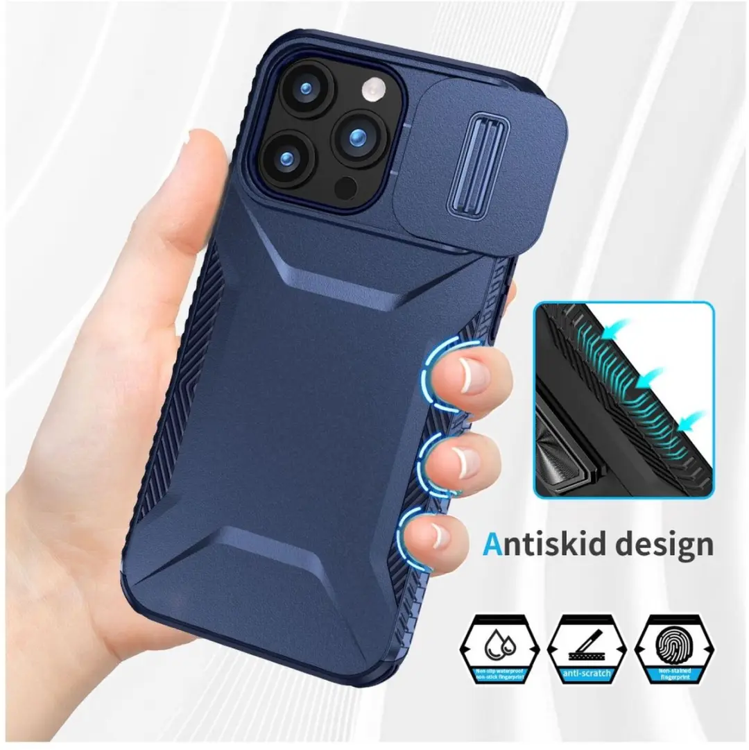 Selected Hoesje iPhone 15 Pro Blauw - Camera Slider