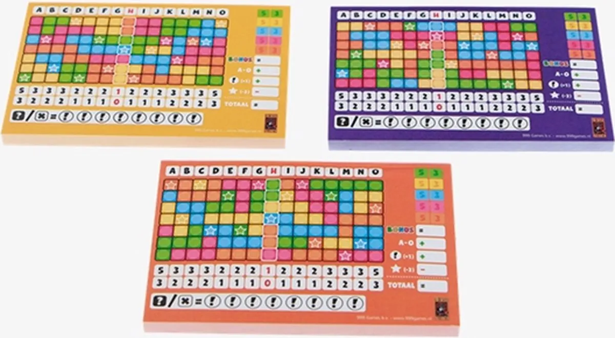 999 Games Scoreblokken Keer op Keer Level 2-4 - 3 Stuks - Multi