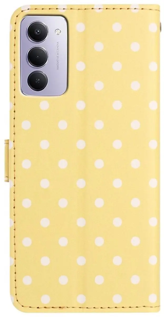Selected Xiaomi Redmi 15 5G Hoesje Geel - Polka Dot Wallet Book Case - 3 Pasjes