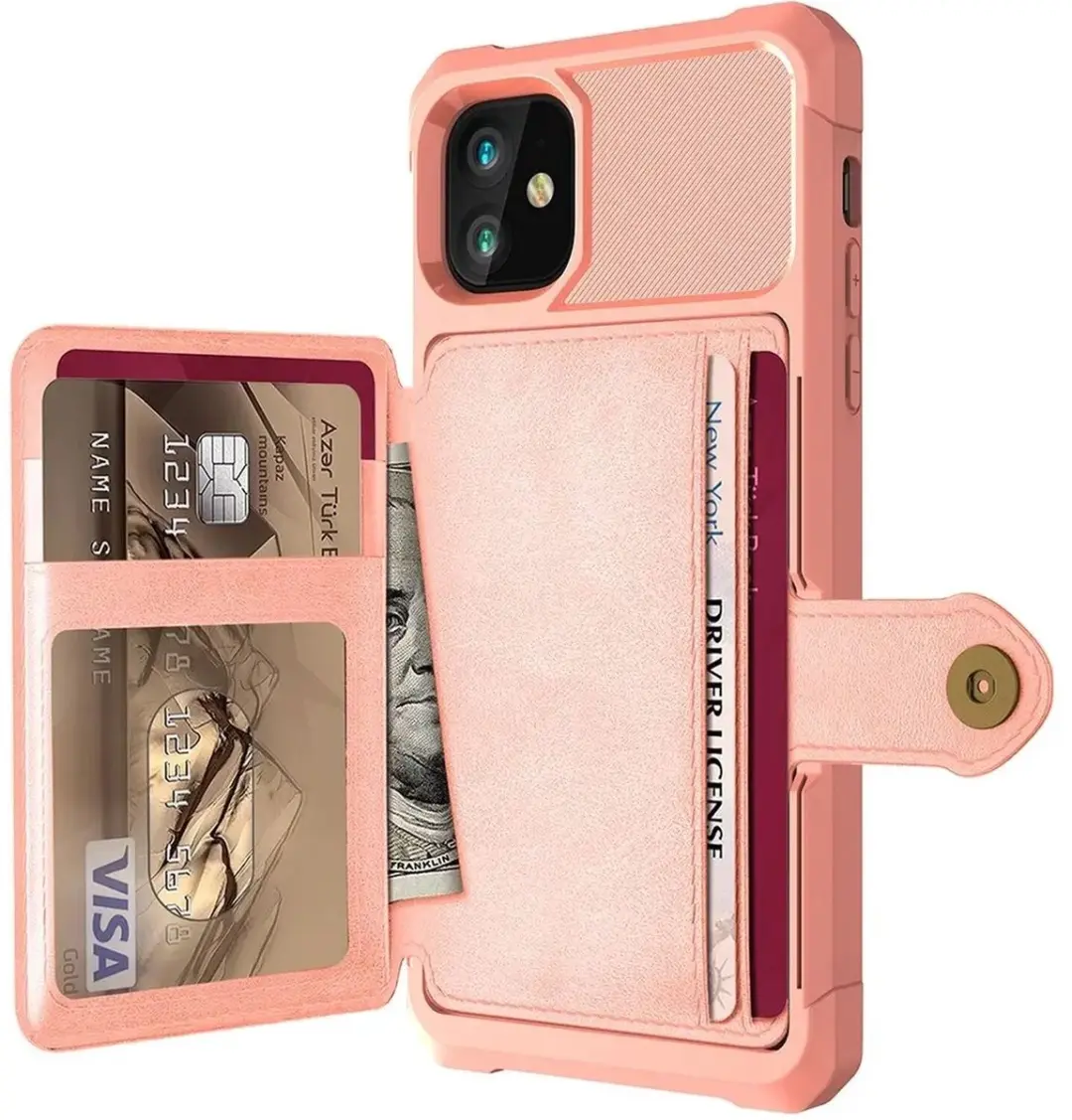 Selected Portemonnee Hoesje iPhone 12/12 Pro - 4 Pasjes Roze