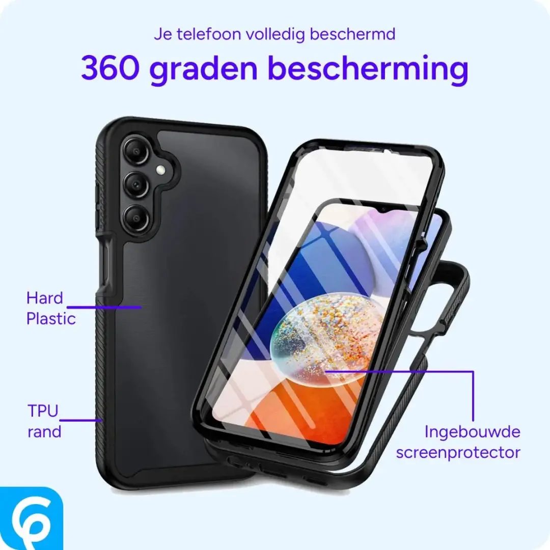 Selected by GSMpunt Samsung Galaxy A05s Hoesje - Ingebouwde Screenprotector - Zwart