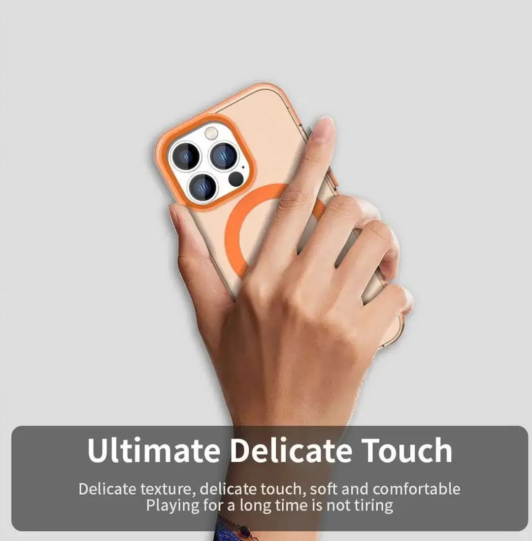 Selected Backcover Hoesje iPhone 14 Pro Max MagSafe - Oranje & Transparant