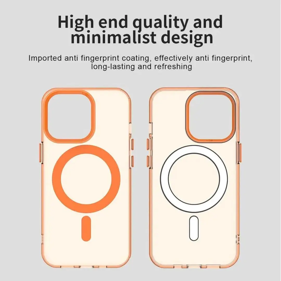 Selected Backcover Hoesje iPhone 14 Pro Max MagSafe - Oranje & Transparant