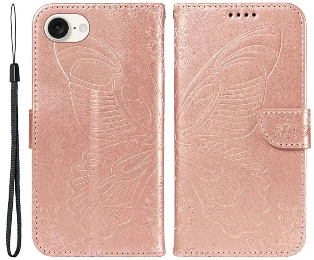 Selected iPhone 16/17 Hoesje Wallet Vlinder Kunstleer