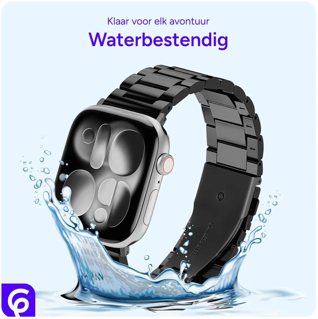 Selected SBG RVS Schakelbandje Apple Watch - 42/44/45/46/49mm - Zwart
