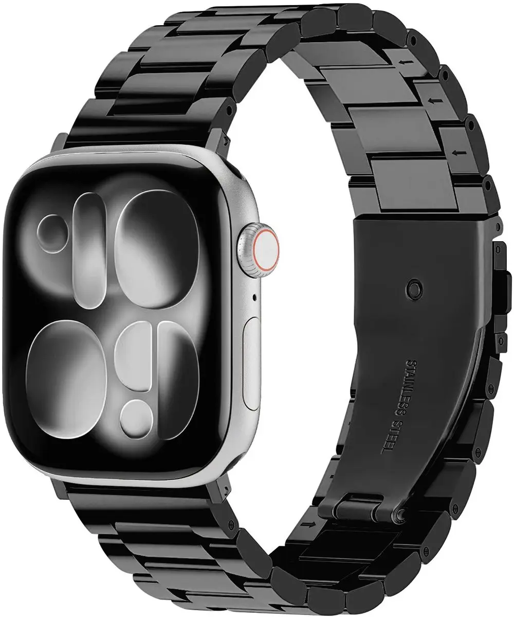 Selected SBG RVS Schakelbandje Apple Watch - 42/44/45/46/49mm - Zwart