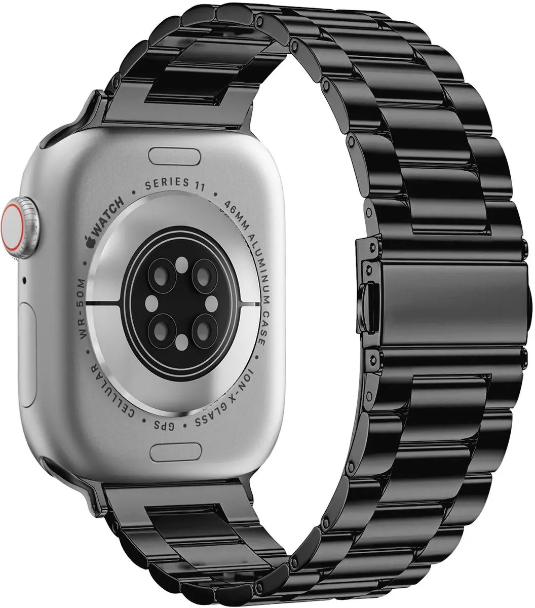 Selected SBG RVS Schakelbandje Apple Watch - 42/44/45/46/49mm - Zwart