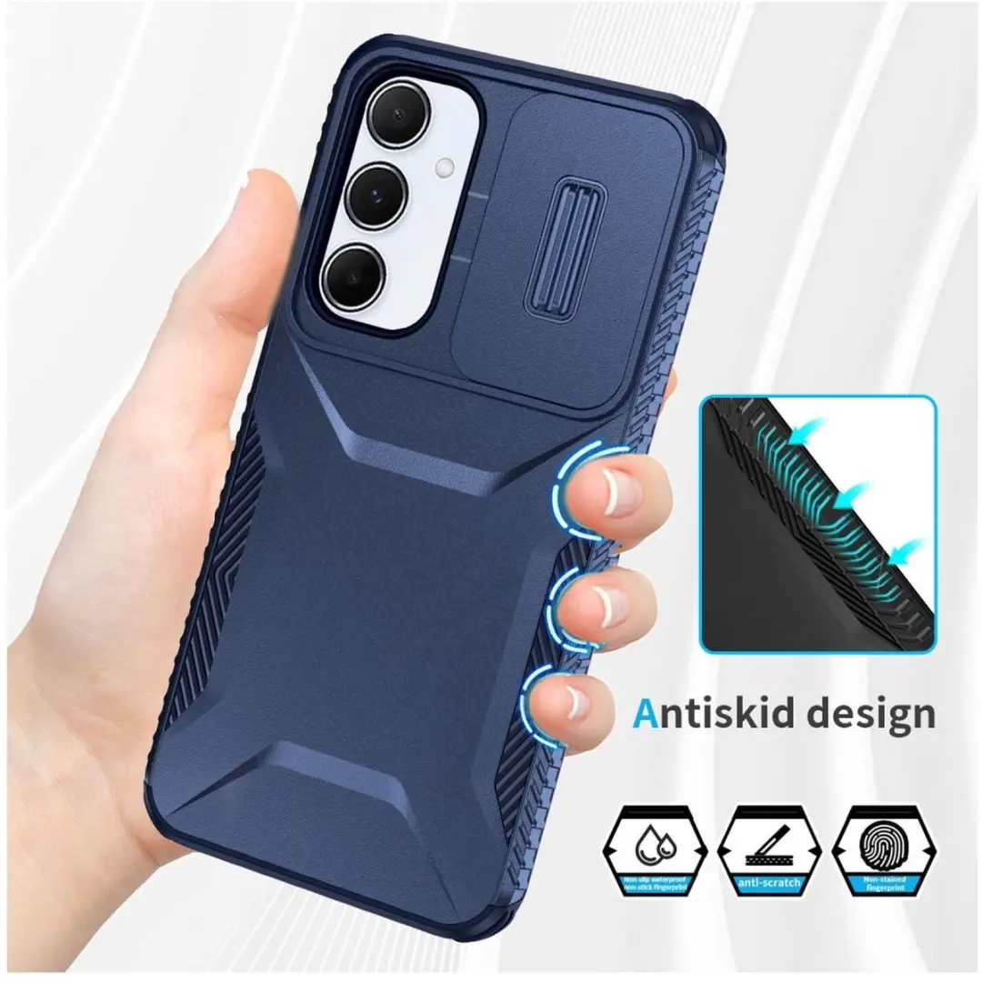 Selected Hoesje Samsung Galaxy A55 Blauw - Camera Slider