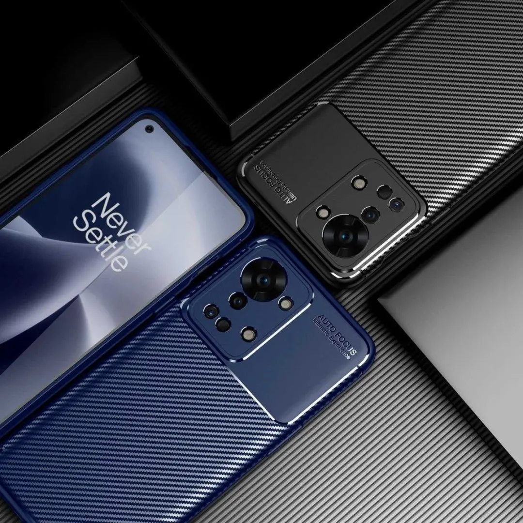 OnePlus Nord 2T Siliconen Hoesje - Blauw Carbon - afbeelding 6 van 6