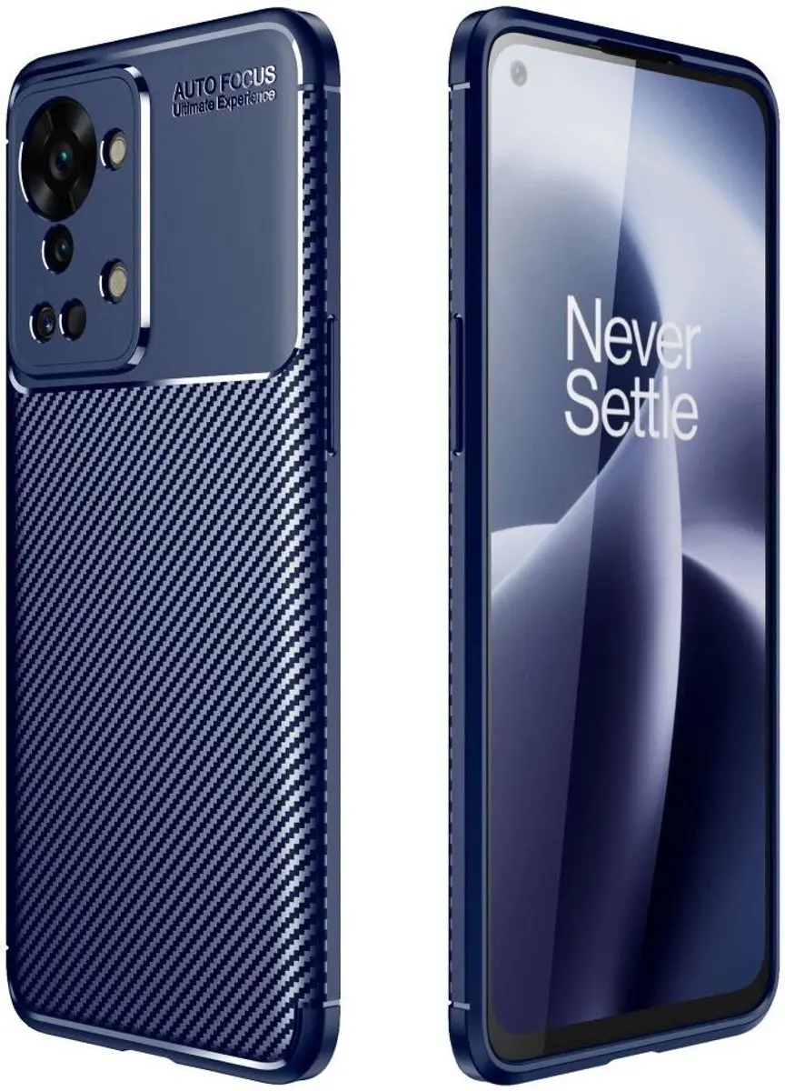 OnePlus Nord 2T Siliconen Hoesje - Blauw Carbon