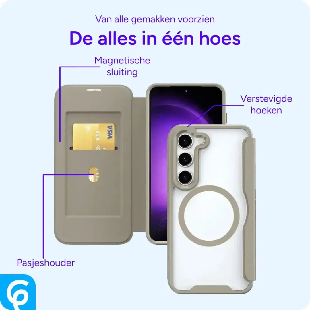 Selected Portemonnee Hoesje Samsung Galaxy S25 - MagSafe - 1 Pasje - Khaki