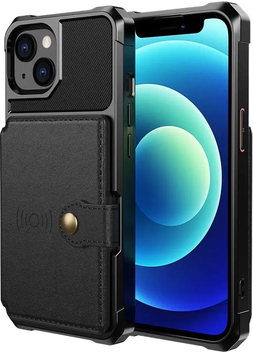Selected Portemonnee Hoesje iPhone 13 - 4 Pasjes - Zwart - afbeelding 6 van 6