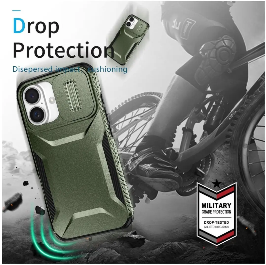 Selected by GSMpunt Apple iPhone 16 Hoesje Groen - Camera Slider