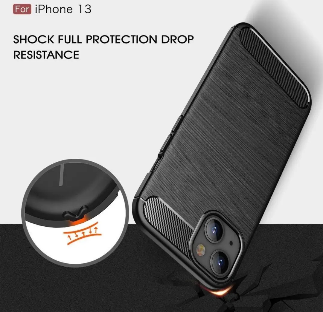 Selected Geborsteld TPU Hoesje iPhone 13 Mini - Zwart - afbeelding 6 van 6