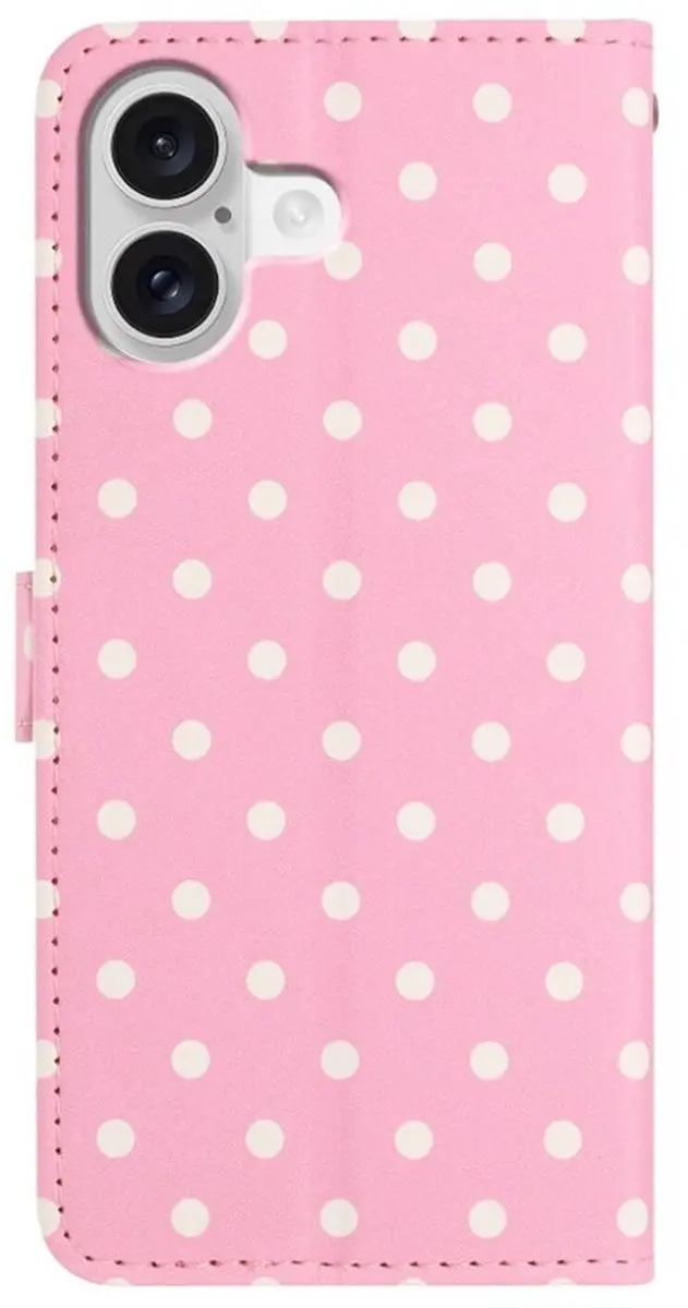Selected iPhone 16 Hoesje Polka Dot Wallet - Roze