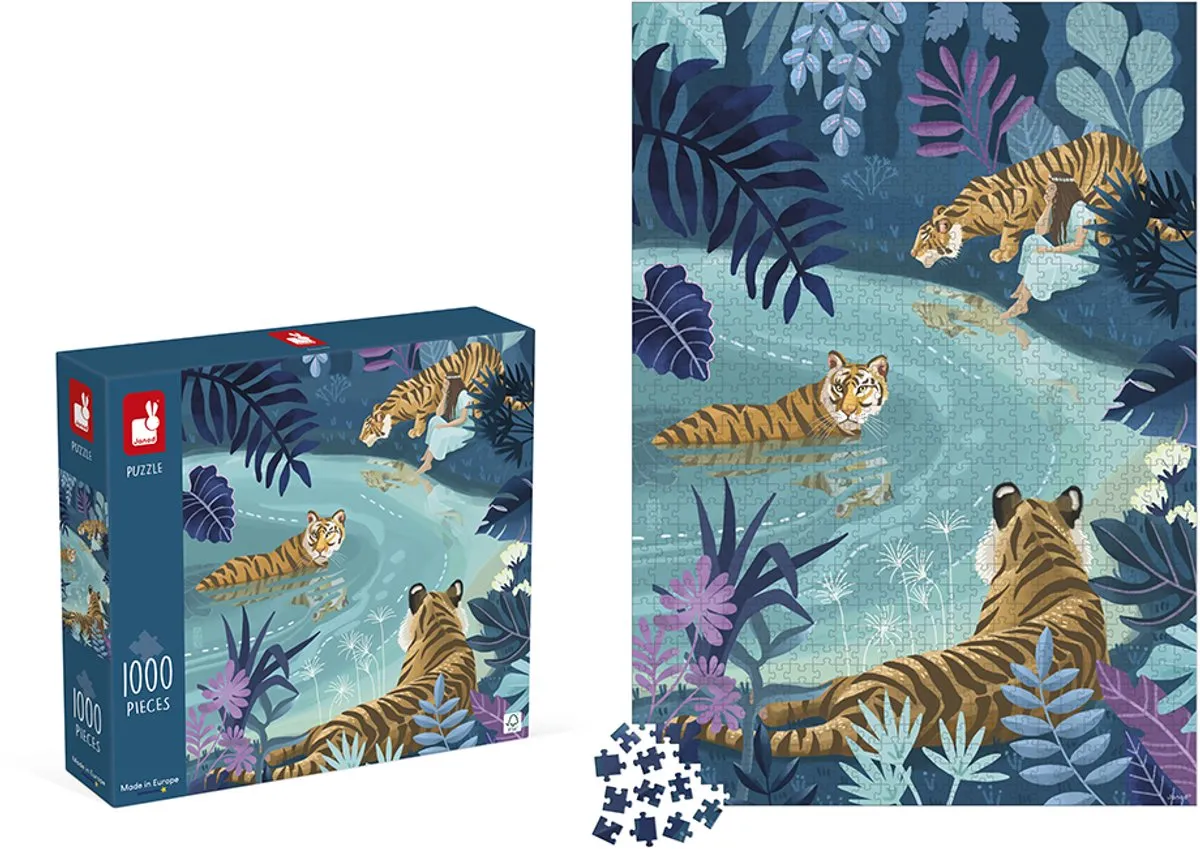 Janod Kidult Puzzel Tijgers Bij Maanlicht 1000 Stuks