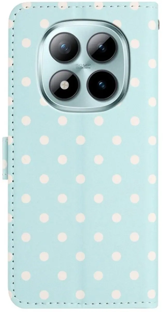 Selected Hoesje Xiaomi Redmi Note 15 Pro+ 5G Polka Dot Wallet - Blauw