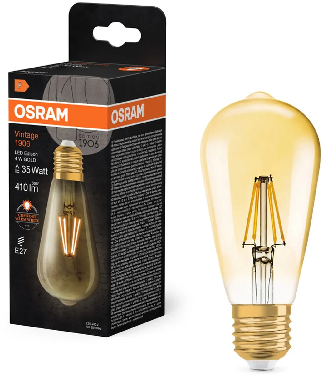 LEDVANCE OSRAM Vintage 1906 Klassieke Edison LED Lamp 4W 410lm - Helder