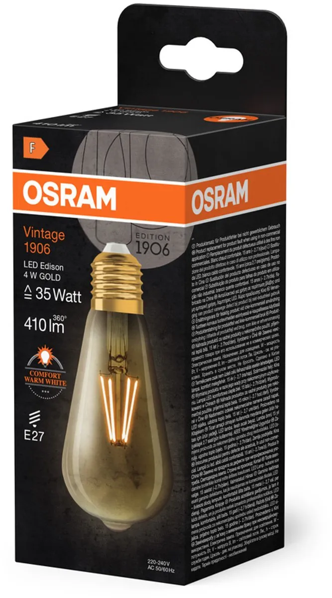 LEDVANCE OSRAM Vintage 1906 Klassieke Edison LED Lamp 4W 410lm - Helder