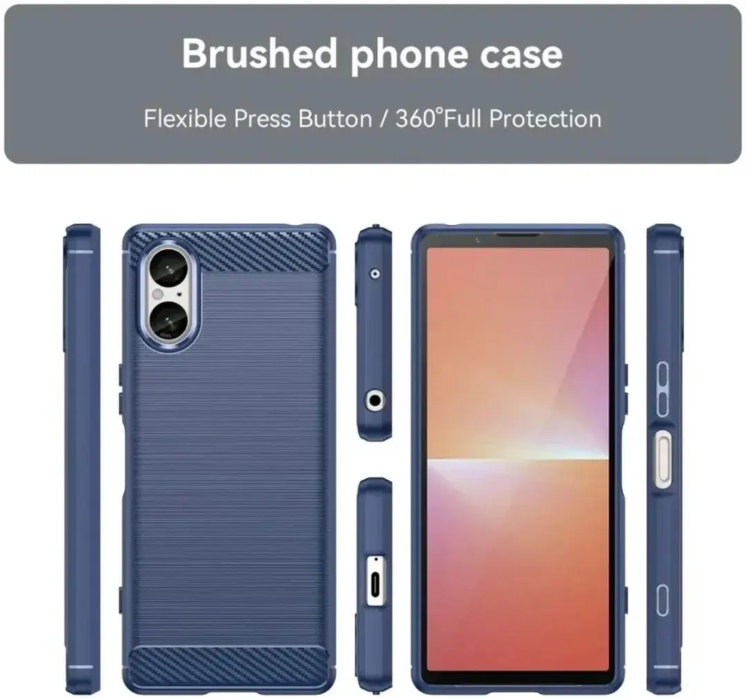 Selected Geborsteld TPU Hoesje Sony Xperia 5 V - Blauw