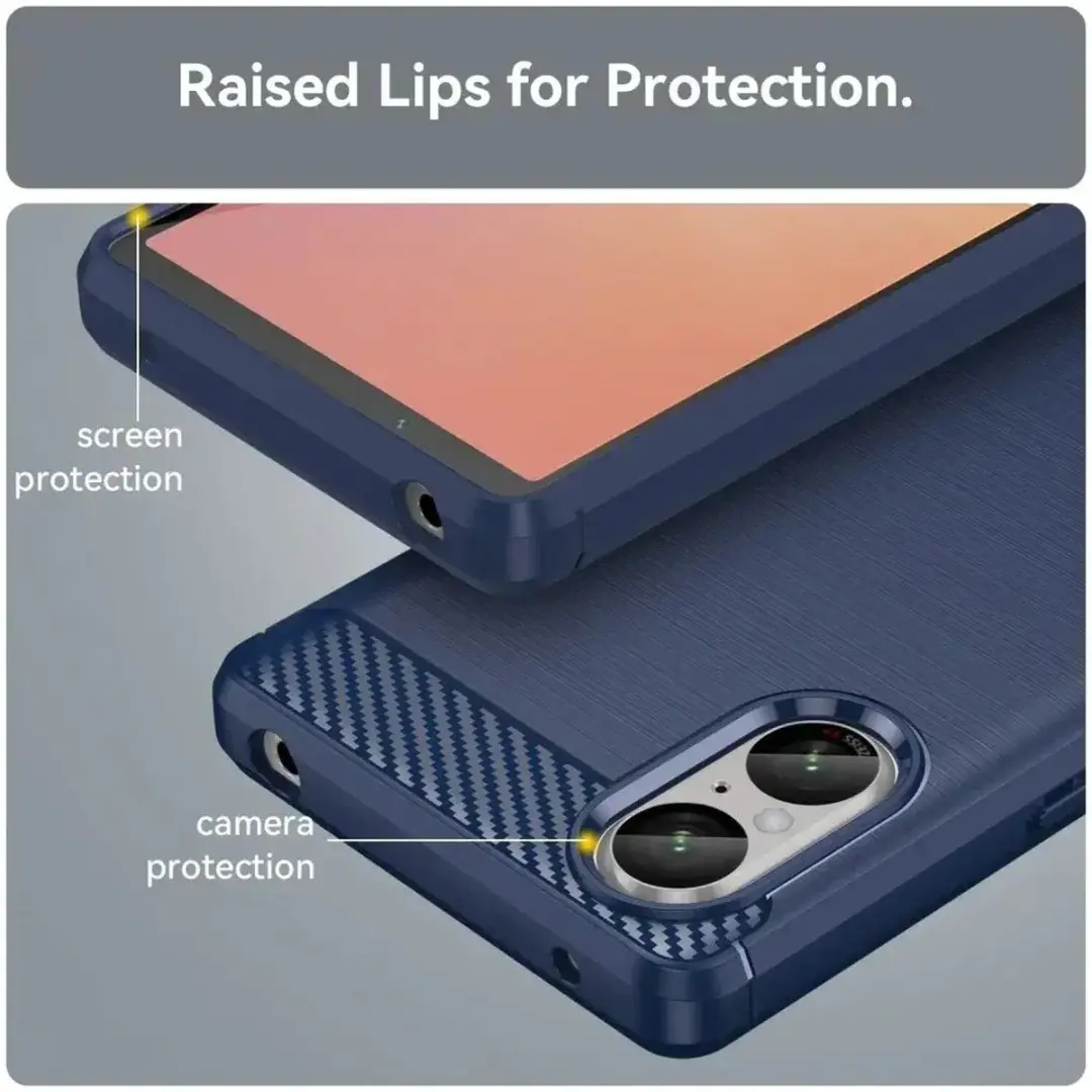 Selected Geborsteld TPU Hoesje Sony Xperia 5 V - Blauw