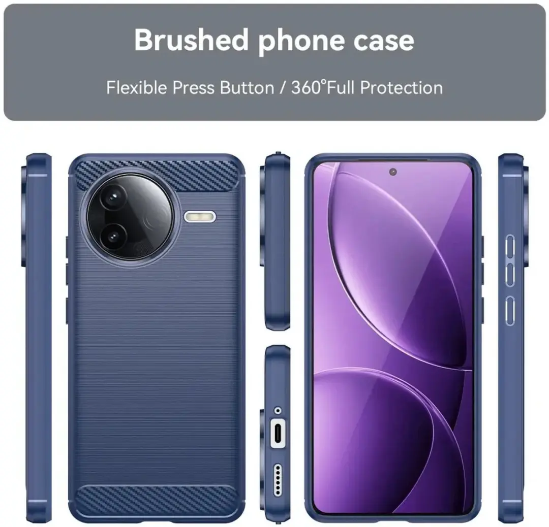 Selected Geborsteld TPU Hoesje Xiaomi Poco F7 Pro - Blauw - afbeelding 6 van 6