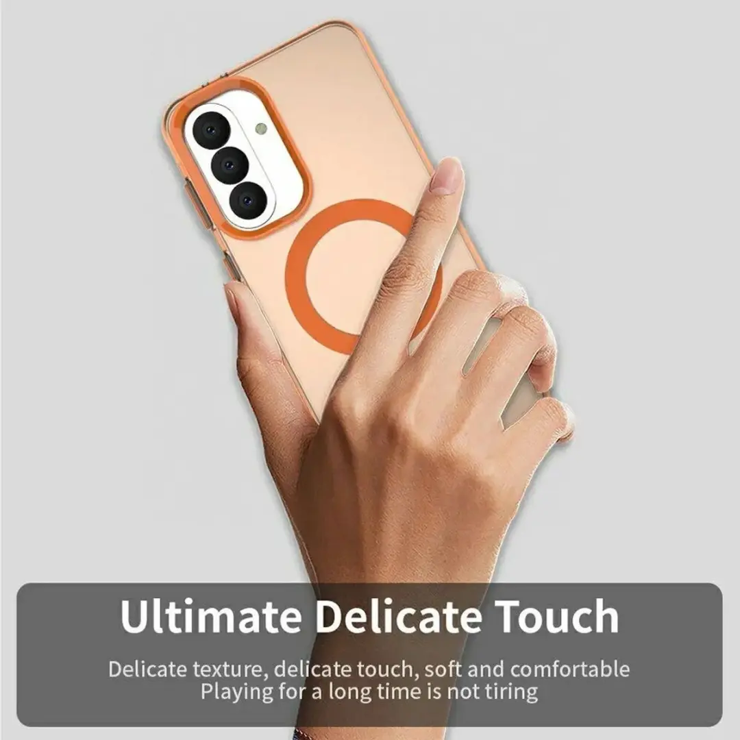 Samsung Galaxy A37 MagSafe Backcover - Oranje & Transparant