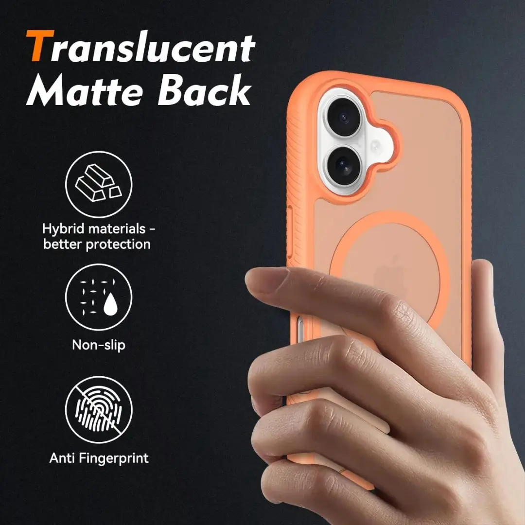 Selected by GSMpunt.nl iPhone 16 Hoesje Matte Oranje - MagSafe