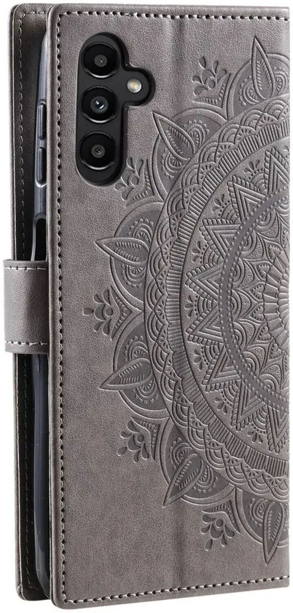 Selected Hoesje Mandala Book Case Samsung Galaxy A55 - Grijs - 3 Pasjes