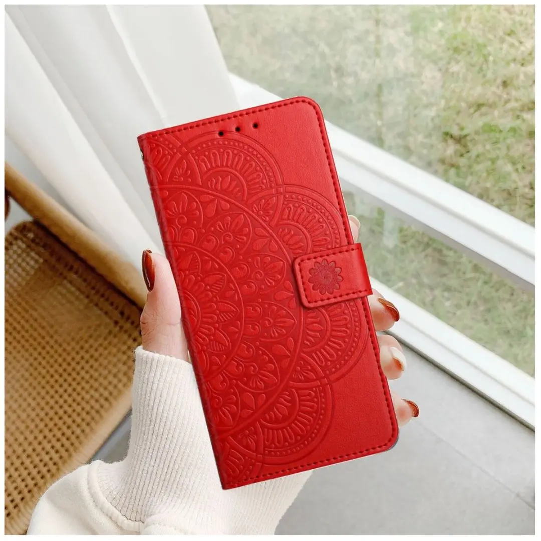 Selected Mandala Book Case Samsung Galaxy A17/A26 - Hoesje Rood - 3 Pasjes