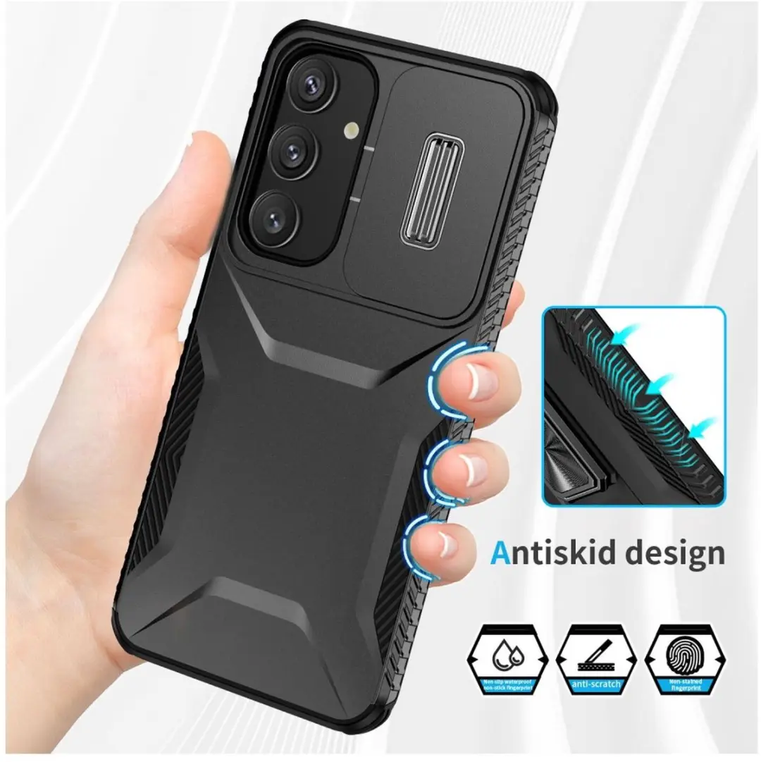Selected Hoesje Samsung Galaxy S25/S24 Back Cover Camera Slider - Zwart