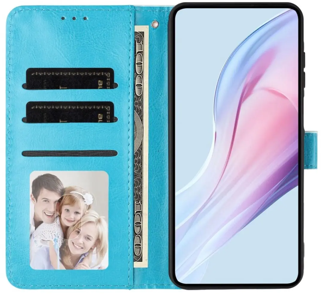 Selected Hoesje Samsung Galaxy A55 Polka Dot Wallet - Blauw