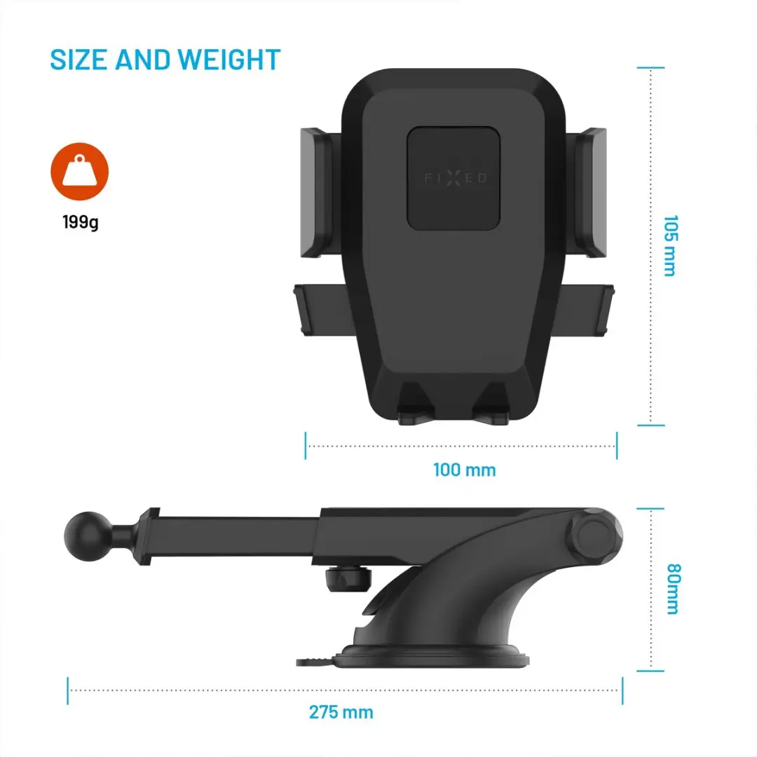 Fixed Iconiq XXL Autotelefoonhouder - Zwart