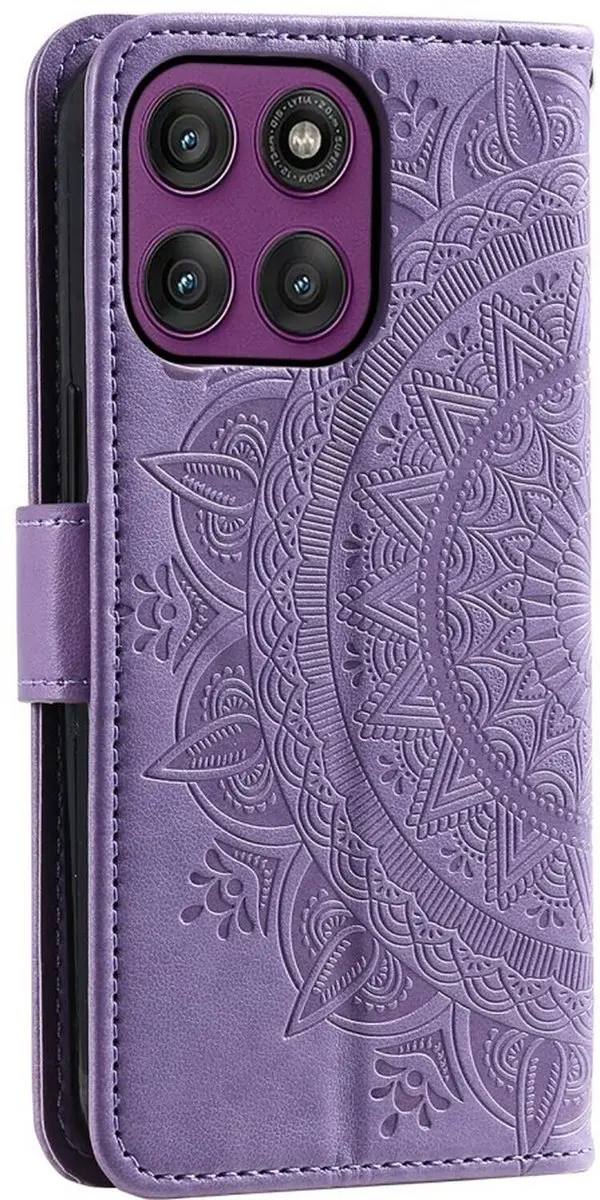 Selected Motorola Moto G86 Mandala Hoesje - Paars - 3 Pasjes