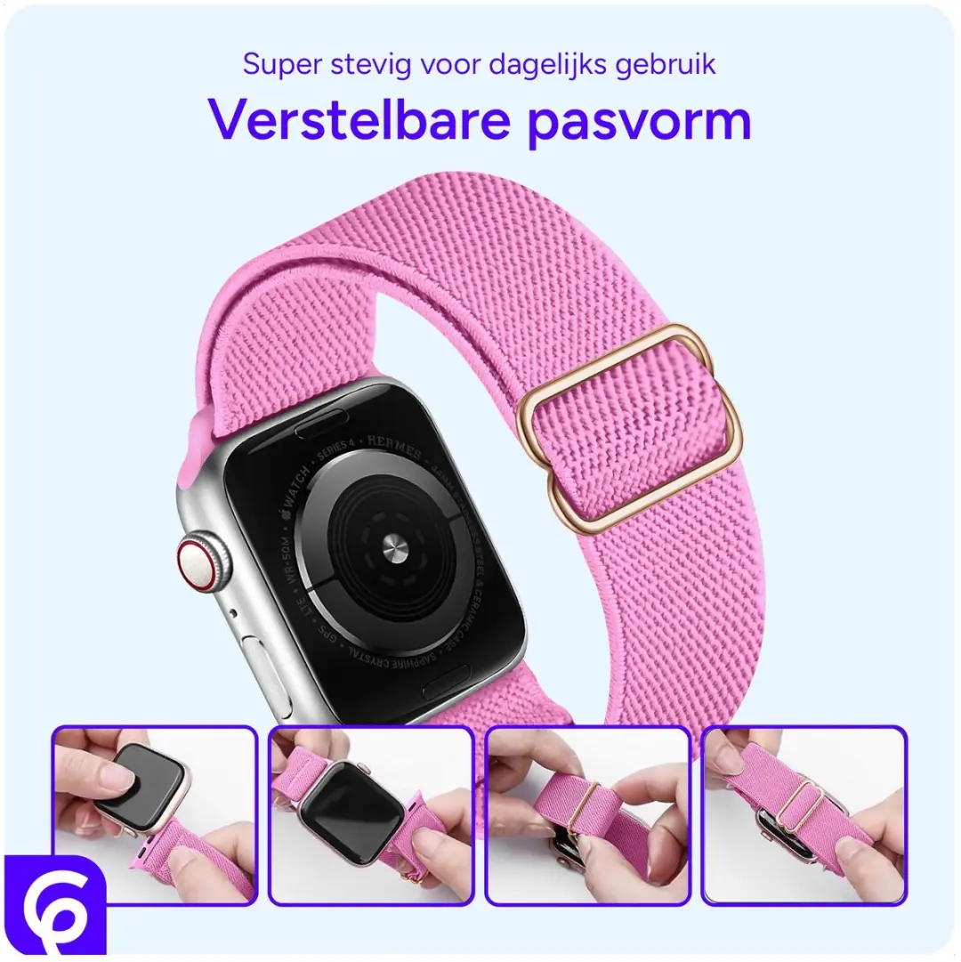 Selected SBG Nylon Horlogeband Apple Watch - Roze - 42/44/45/46/49mm - afbeelding 6 van 6